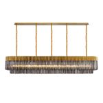 Vita 225 x 40cm Linear Pendant, 12 Light E14, Brass/Smoked Sculpted Glass, Item Weight: 60kg