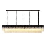 Vita 225 x 40cm Linear Pendant, 12 Light E14, Matt Black/Cognac Sculpted Glass, Item Weight: 60kg