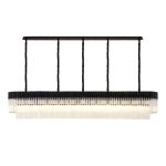 Vita 225 x 40cm Linear Pendant, 12 Light E14, Matt Black/Clear Sculpted Glass, Item Weight: 60kg