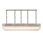 Vita 225 x 40cm Linear Pendant, 12 Light E14, Polished Nickel/Clear Sculpted Glass, Item Weight: 60kg