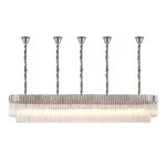 Vita 225 x 40cm Linear Pendant With Bell Cup, 12 Light E14, Polished Nickel/Clear Sculpted Glass, Item Weight: 56kg