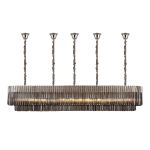 Vita 225 x 40cm Linear Pendant With Bell Cup, 12 Light E14, Polished Nickel/Smoked Sculpted Glass, Item Weight: 56kg