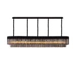 Vita 250 x 40cm Linear Pendant, 13 Light E14, Matt Black/Smoked Sculpted Glass, Item Weight: 67kg