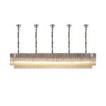 Vita 250 x 40cm Linear Pendant With Bell Cup, 13 Light E14, Polished Nickel/Cognac Sculpted Glass, Item Weight: 61kg