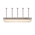 Vita 250 x 40cm Linear Pendant With Bell Cup, 13 Light E14, Polished Nickel/Clear Sculpted Glass, Item Weight: 61kg