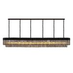 Vita 300 x 40cm Linear Pendant, 16 Light E14, Matt Black/Smoked Sculpted Glass, Item Weight: 80kg