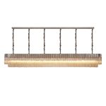 Vita 300 x 40cm Linear Pendant, 16 Light E14, Polished Nickel/Cognac Sculpted Glass, Item Weight: 80kg