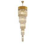 Vita 50cm Pendant Round 5 Tier 18 Light E14, Brass/Cognac Sculpted Glass Item Weight: 42kg