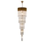 Vita 50cm Pendant Round 5 Tier 18 Light E14, Brass/Clear Sculpted Glass Item Weight: 42kg