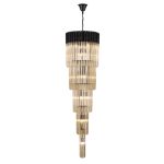 Vita 50cm Pendant Round 5 Tier 18 Light E14, Matt Black/Cognac Sculpted Glass Item Weight: 42kg