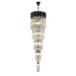 Vita 50cm Pendant Round 5 Tier 18 Light E14, Matt Black/Clear Sculpted Glass Item Weight: 42kg