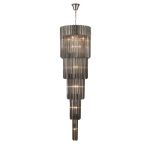 Vita 50cm Pendant Round 5 Tier 18 Light E14, Polished Nickel/Smoke Sculpted Glass Item Weight: 42kg