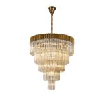 Vita 96cm 5 Tier 23 Light E14, Brass/Cognac Sculpted Glass  Item Weight: 48kg