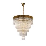 Vita 96cm Pendant Round 5 Tier 23 Light E14, Brass/Clear Sculpted Glass  Item Weight: 48kg