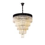 Vita 96cm Pendant Round 5 Tier 23 Light E14, Matt Black/Cognac Sculpted Glass  Item Weight: 48kg