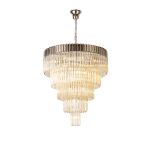 Vita 96cm Pendant Round 5 Tier 23 Light E14, Polished Nickel/Cognac Sculpted Glass  Item Weight: 48kg