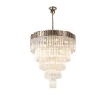 Vita 96cm Pendant Round 5 Tier 23 Light E14, Polished Nickel/Clear Sculpted Glass  Item Weight: 48kg