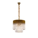 Vita 45cm Pendant Round 5 Light E14, Brass/Clear Sculpted Glass