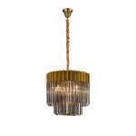 Vita 45cm Pendant Round 5 Light E14, Brass/Smoked Sculpted Glass