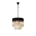 Vita 45cm Pendant Round 5 Light E14, Matt Black/Cognac Sculpted Glass