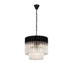 Vita 45cm Pendant Round 5 Light E14, Matt Black/Clear Sculpted Glass