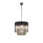 Vita 45cm Pendant Round 5 Light E14, Matt Black/Smoked Sculpted Glass