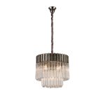 Vita 45cm Pendant Round 5 Light E14, Polished Nickel/Clear Sculpted Glass