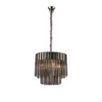 Vita 45cm Pendant Round 5 Light E14, Polished Nickel/Smoked Sculpted Glass