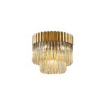 Vita 45cm Flush Ceiling Round 5 Light E14, Brass/Cognac Sculpted Glass