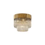 Vita 45cm Flush Ceiling Round 5 Light E14, Brass/Clear Sculpted Glass