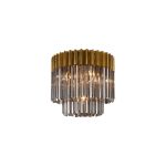 Vita 45cm Flush Ceiling Round 5 Light E14, Brass/Smoked Sculpted Glass