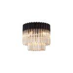 Vita 45cm Flush Ceiling Round 5 Light E14, Matt Black/Cognac Sculpted Glass