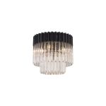 Vita 45cm Flush Ceiling Round 5 Light E14, Matt Black/Clear Sculpted Glass