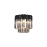 Vita 45cm Flush Ceiling Round 5 Light E14, Matt Black/Smoked Sculpted Glass