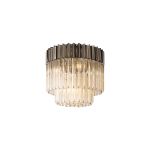 Vita 45cm Flush Ceiling Round 5 Light E14, Polished Nickel/Cognac Sculpted Glass