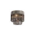 Vita 45cm Flush Ceiling Round 5 Light E14, Polished Nickel/Smoked Sculpted Glass