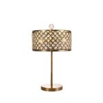 Sasha 2 Light E14, Crystal Table Lamp, Antique Brass With Opal Glass Diffuser