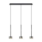 Tonic Linear Pendant, 3 Light GX53 (12W, Not Included), Chrome/Black/Chrome Glass