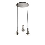 Urasawa 45cm 2m Round 3 Light Pendant, (FRAME ONLY), 3 x E27, Polished Nickel / Matt Black