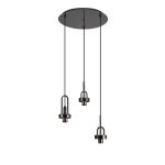 Urasawa 45cm 2m Round 3 Light Pendant, (FRAME ONLY), 3 x E27, Black Chrome / Matt Black