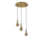 Urasawa 45cm 2m Round 3 Light Pendant, (FRAME ONLY), 3 x E27, Brass Gold / Matt Black