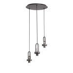 Urasawa 45cm 2m Round 3 Light Pendant, (FRAME ONLY), 3 x E27, Aged Pewter / Matt Black