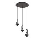 Urasawa 45cm 2m Round 3 Light Pendant, (FRAME ONLY), 3 x E27, Matt Black