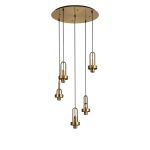 Urasawa 55cm 2.5m Round 5 Light Pendant, (FRAME ONLY), 5 x E27, Brass Gold / Matt Black