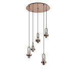 Urasawa 55cm 2.5m Round 5 Light Pendant, (FRAME ONLY), 5 x E27, Copper / Matt Black