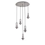 Urasawa 55cm 2.5m Round 5 Light Pendant, (FRAME ONLY), 5 x E27, Aged Pewter / Matt Black