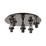 Urasawa 55cm Light Flush Ceiling Light, (FRAME ONLY), 5 x E27, Black Chrome