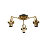 Urasawa 44.5cm Semi Flush Ceiling Light, (FRAME ONLY), 3 x E27, Brass Gold