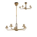 Urasawa 64.5cm Telescopic Pendant/Semi Flush Light, (FRAME ONLY), 5 x E27, French Gold