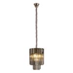 Brewer 30cm Pendant Round 4 Light E14, Polished Nickel / Smoke Sculpted Glass